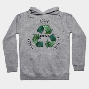 Recycling Logo with Leaves and Green Plants. Go Green, Recycle Symbol, Save the Earth Earth Day Awareness April 22 Hoodie